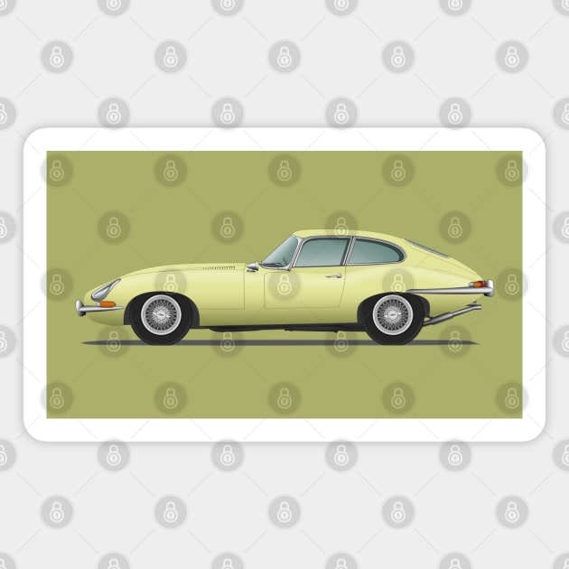 Jaguar E Type Fixed Head Coupe Primrose Magnet by SteveHClark